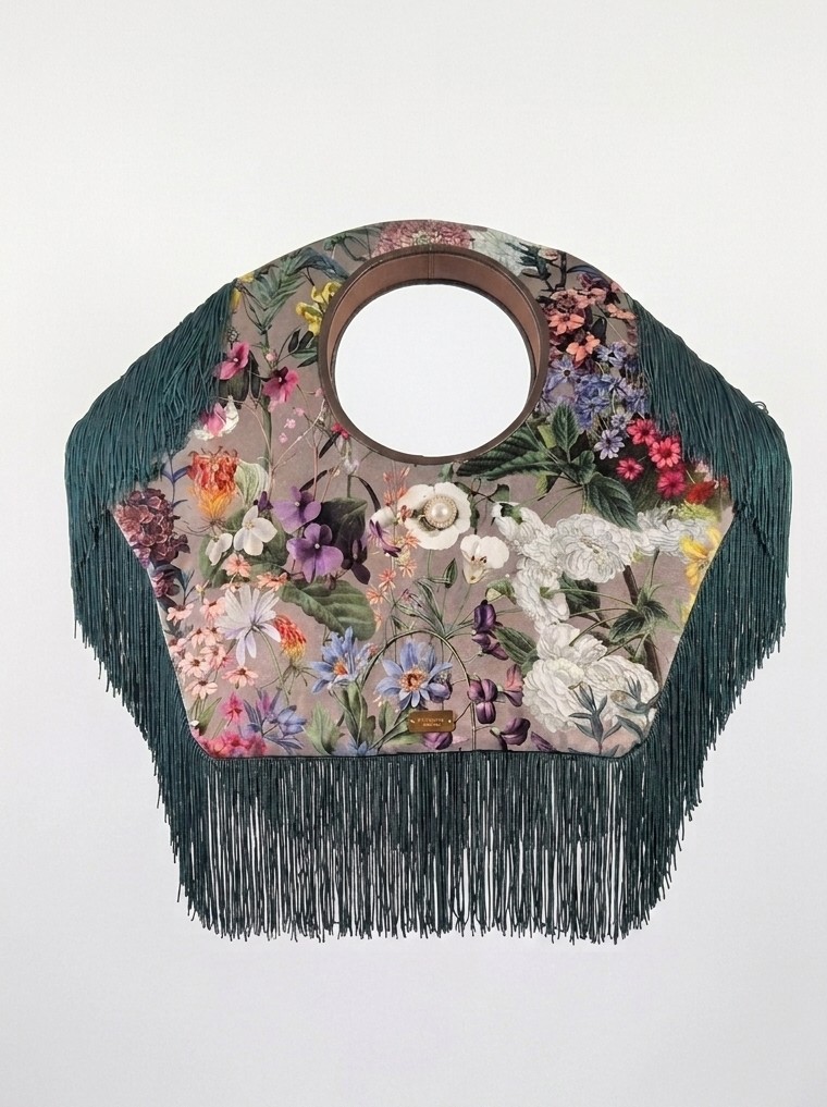 [FORGET ME NOT] Autumn Floral Velvet & fringe bag